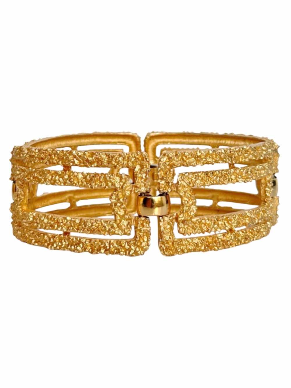 Vintage Signed Crown TRIFARI Gold Etruscan Link Bracelet